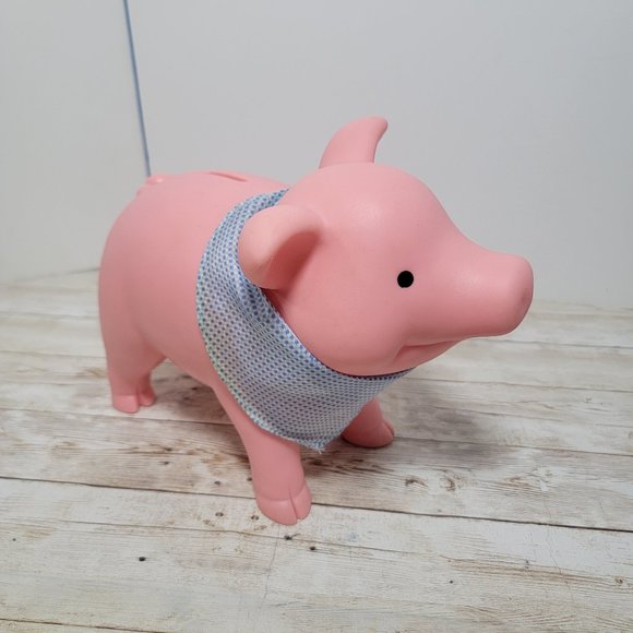 Schylling Rubber Piggy Bank with‎ blue white bandana and plug - Picture 2 of 16
